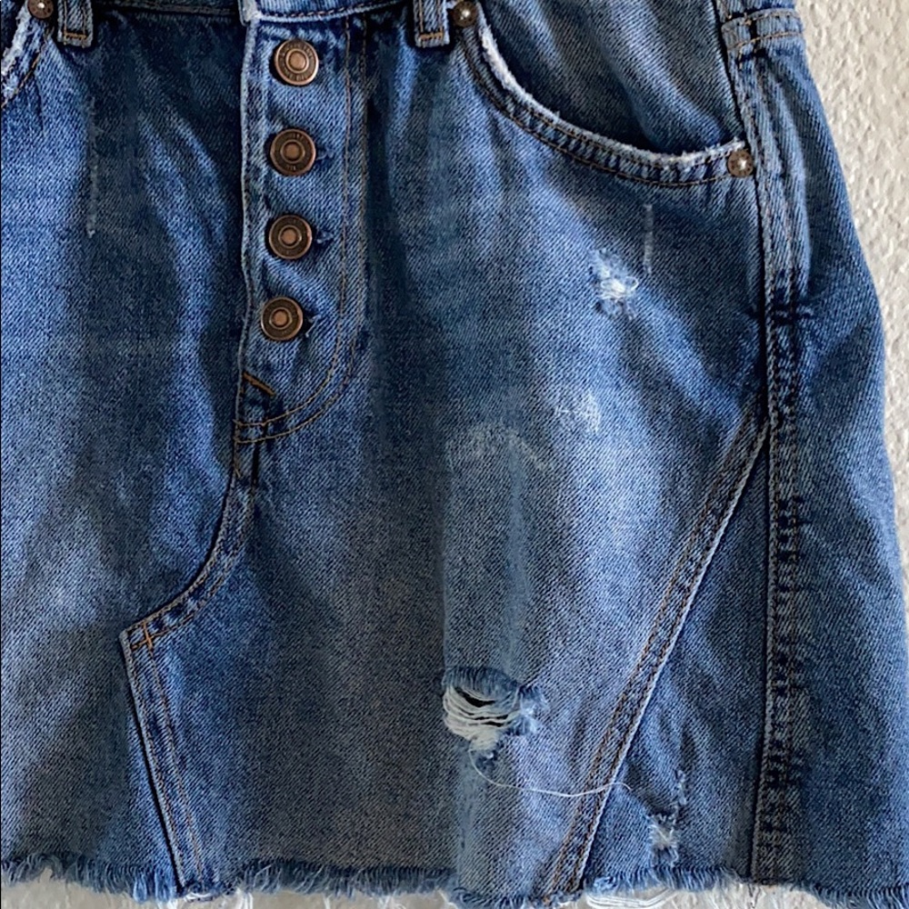 Free People Distressed Jean Skirt Size 29